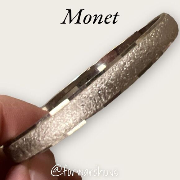 Vintage Monet Bangle Silver Tone Bracelet - Picture 1 of 8